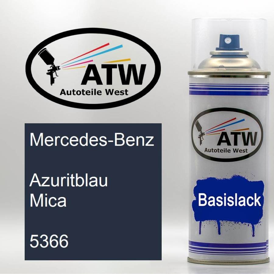 Mercedes-Benz, Azuritblau Mica, 5366: 400ml Sprühdose, von ATW Autoteile West.